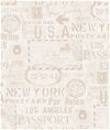 Seabrook Designs Earhart Labels Cream & Taupe Wallpaper