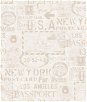 Seabrook Designs Earhart Labels Cream & Taupe Wallpaper
