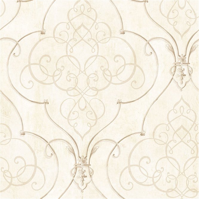 Seabrook Designs Fremont Damask Bone White &amp; Pearl Wallpaper