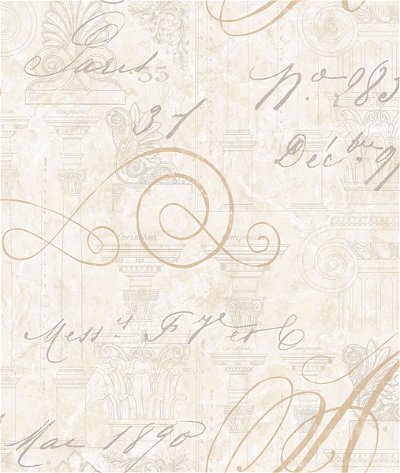 Seabrook Designs Shackleton Script Taupe & Gold Wallpaper