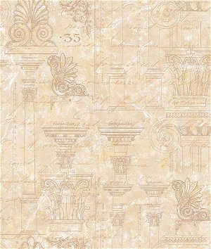 Seabrook Designs Shackleton Sketches Beige & Gold Wallpaper