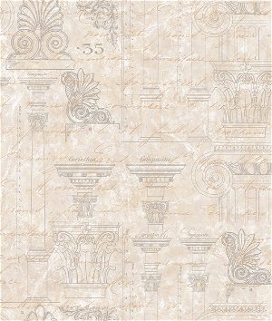 Seabrook Designs Shackleton Sketches Taupe & Gold Wallpaper