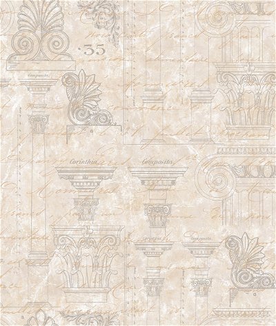 Seabrook Designs Shackleton Sketches Taupe & Gold Wallpaper