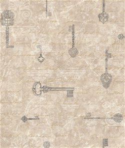 Seabrook Designs Drake Keys Taupe & Tan Wallpaper
