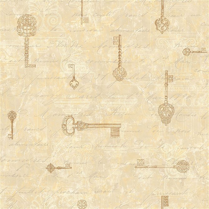 Seabrook Designs Drake Keys Beige &amp; Tan Wallpaper