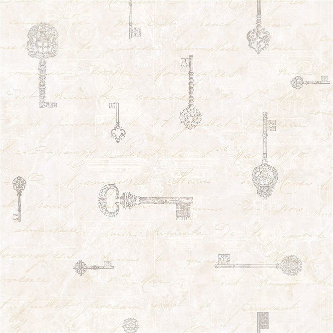 Seabrook Designs Drake Keys Greige &amp; Charcoal Wallpaper