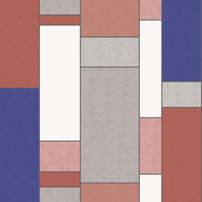 Seabrook Designs De Stijl Geometric Cobalt &amp; Red Brick Wallpaper image 1 of 2