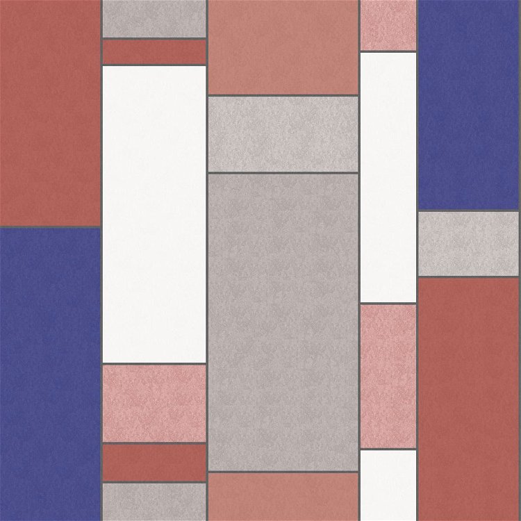 Seabrook Designs De Stijl Geometric Cobalt & Red Brick Wallpaper