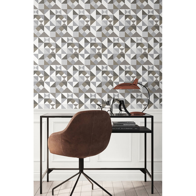Seabrook Designs Lozenge Geometric Silver &amp; Antique Bronze Wallpaper image 2 of 2