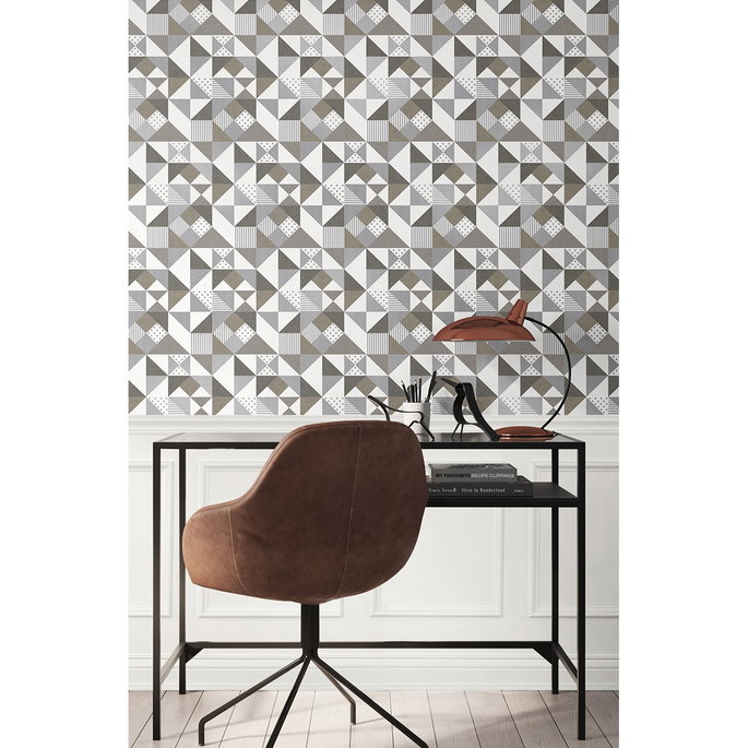 Seabrook Designs Lozenge Geometric Silver &amp; Antique Bronze Wallpaper image 2 of 2