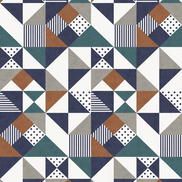 Seabrook Designs Lozenge Geometric Indigo & Burnt Orange Wallpaper