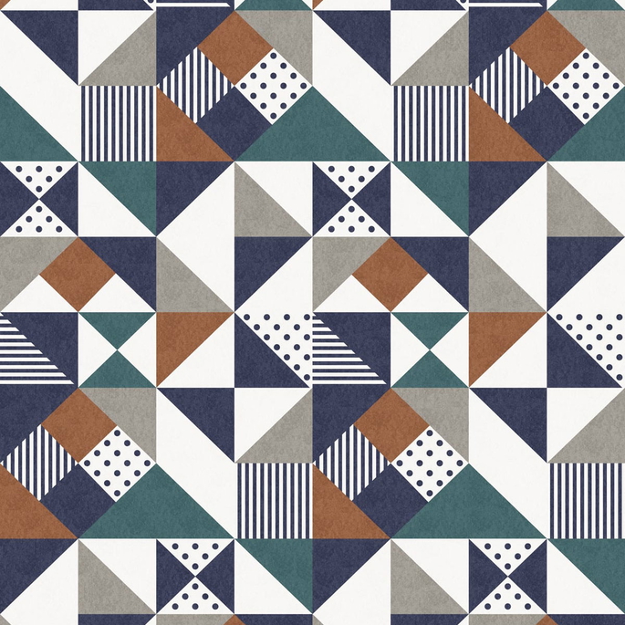 Seabrook Designs Lozenge Geometric Indigo &amp; Burnt Orange Wallpaper image 1 of 2