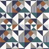 Seabrook Designs Lozenge Geometric Indigo & Burnt Orange Wallpaper - Image 1