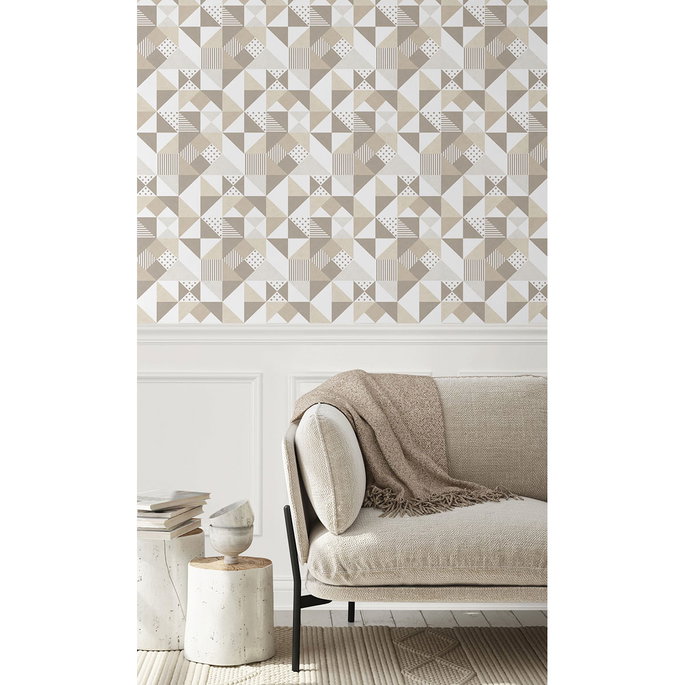 Seabrook Designs Lozenge Geometric Latte &amp; Dorian Grey Wallpaper image 2 of 2