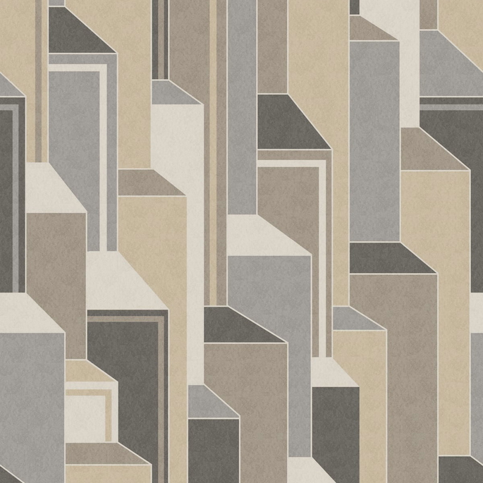 Seabrook Designs Deco Geometric Latte &amp; Graphite Wallpaper image 1 of 2