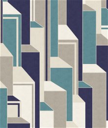 Seabrook Designs Deco Geometric Perry Teal & Indigo Wallpaper