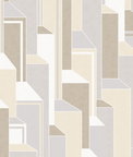Seabrook Designs Deco Geometric French Vanilla & Pavestone Wallpaper