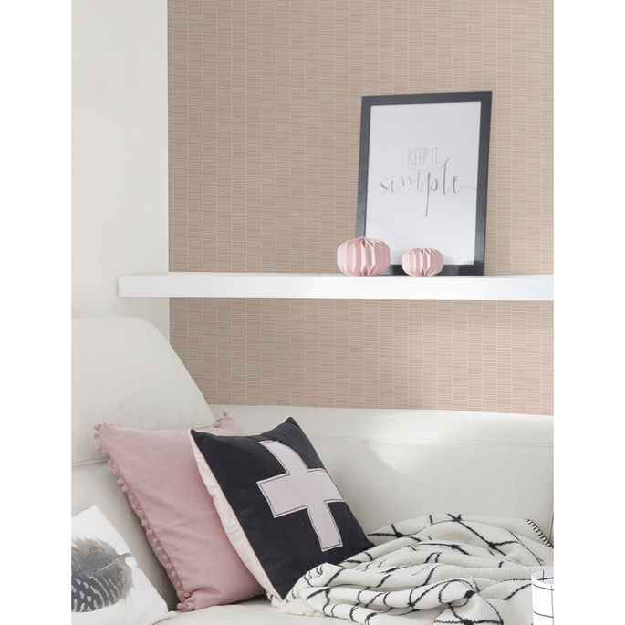 Seabrook Designs Deco Spliced Stripe Pastel Pink Wallpaper image 2 of 2