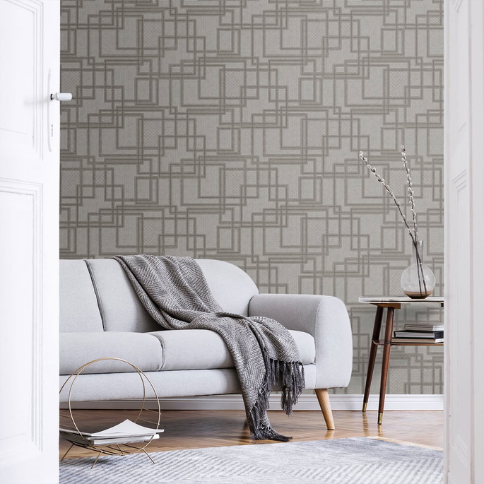 Seabrook Designs Bauhaus Cityscape Hammered Steel Wallpaper image 2 of 3