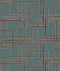 Seabrook Designs Bauhaus Cityscape Perry Teal & Warm Stone Wallpaper