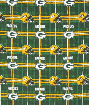 Fabric Traditions Green Bay Packers Plaid NFL Flannel Fabric