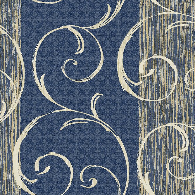 Seabrook Designs Notting Hill Prussian Blue &amp; Metallic Gold Wallpaper