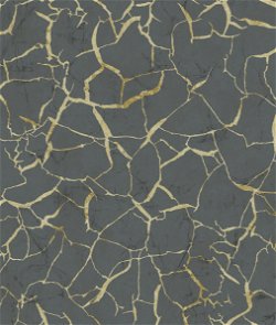 Seabrook Designs Lenox Hill Crackle Black & Metallic Gold Wallpaper