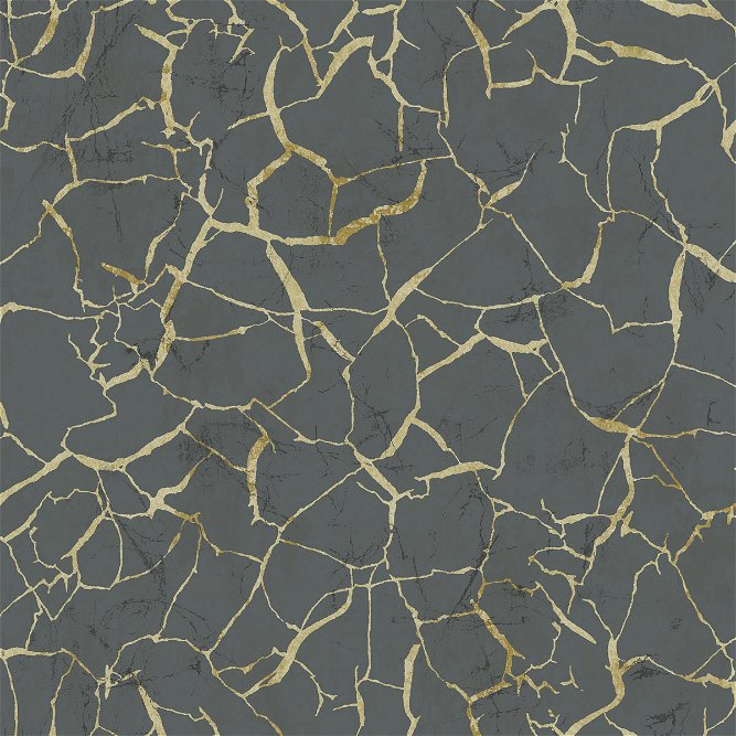 Seabrook Designs Lenox Hill Crackle Black &amp; Metallic Gold Wallpaper