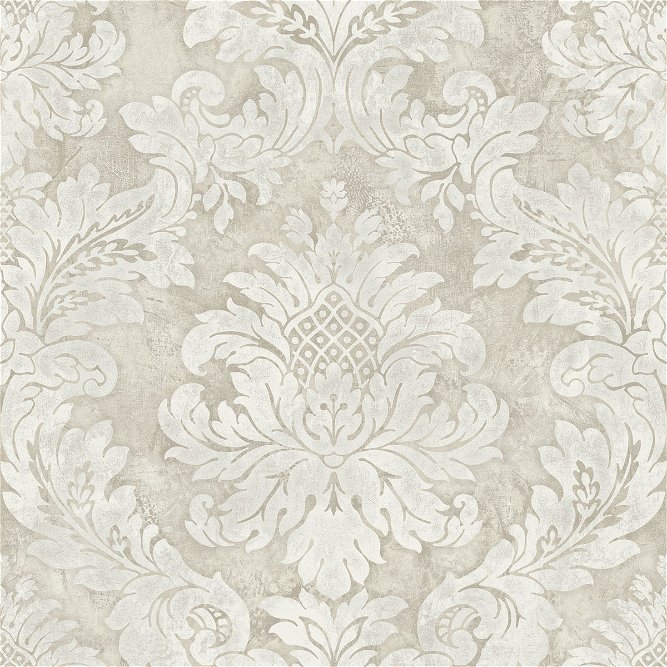 Seabrook Designs Hampstead Taupe &amp; White Wallpaper