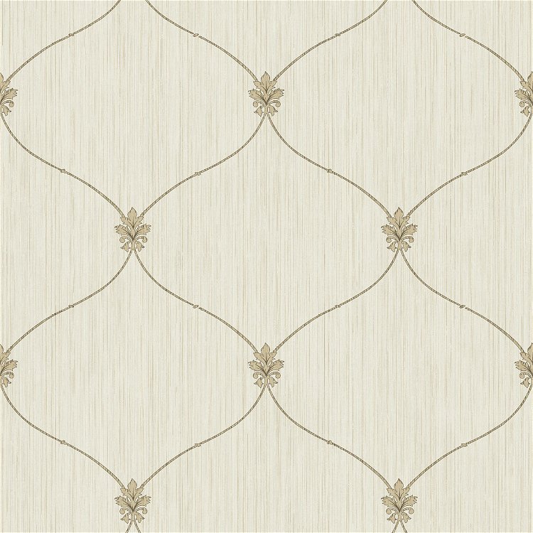 Seabrook Designs Lenox Hill Ogee Metallic Gold & Off-White Wallpaper