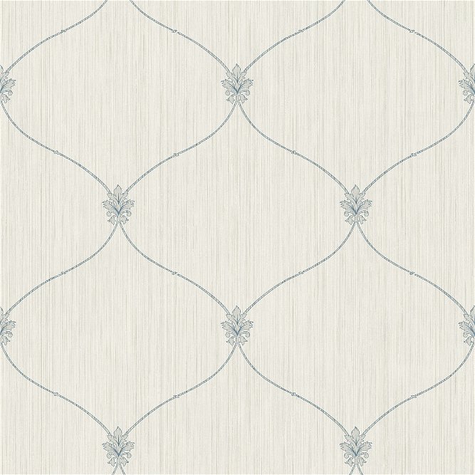 Seabrook Designs Lenox Hill Ogee Off-White &amp; Blue Wallpaper