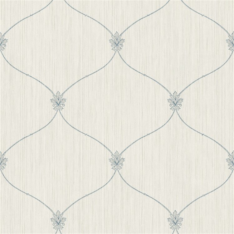 Seabrook Designs Lenox Hill Ogee Off-White & Blue Wallpaper