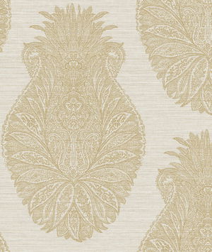 Seabrook Designs Peachtree Damask Gold & Off-White Wallpaper