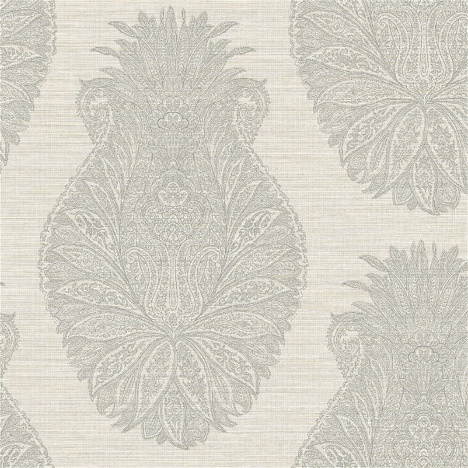 Seabrook Designs Peachtree Damask Gray &amp; Off-White Wallpaper