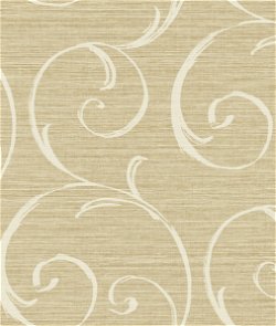 Seabrook Designs Notting Hill Scroll Tan & Off-White Wallpaper