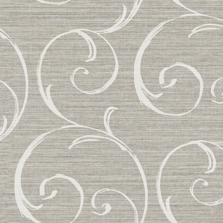 Seabrook Designs Notting Hill Scroll Gray & White Wallpaper