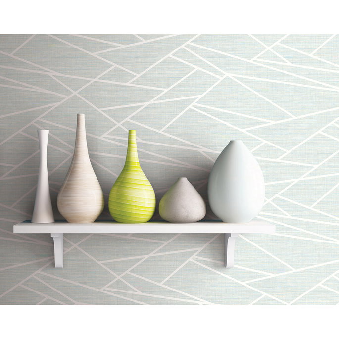 Seabrook Designs Cecita Puzzle Baby Blue &amp; White Wallpaper image 2 of 2