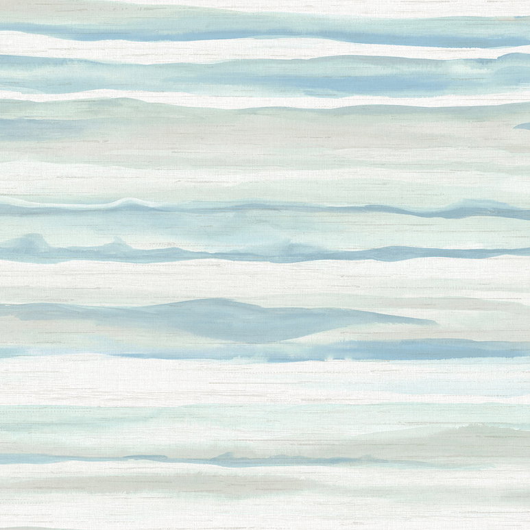 Seabrook Designs Kentmere Waves Sky Blue &amp; Off-White Wallpaper