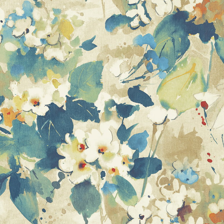 Seabrook Designs Chambon Cerulean &amp; Tan Wallpaper