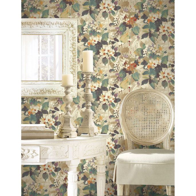 Seabrook Designs Chambon Ocean Blue &amp; Latte Wallpaper image 2 of 2