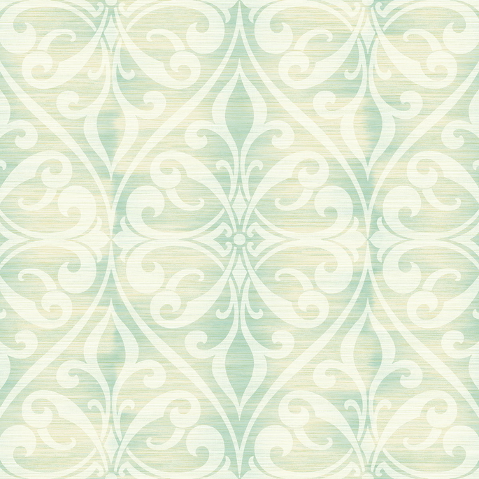 Seabrook Designs Chambon Ogee Seafoam &amp; Linen Wallpaper image 1 of 2
