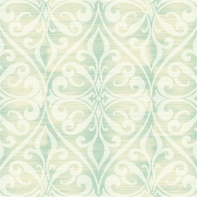 Seabrook Designs Chambon Ogee Seafoam & Linen Wallpaper