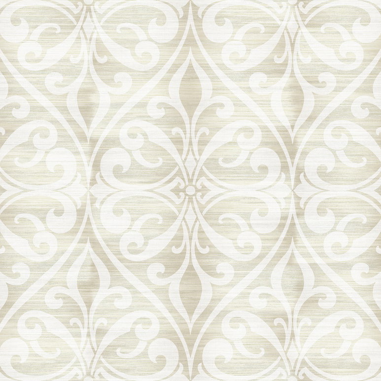 Seabrook Designs Chambon Ogee Light Beige &amp; Off-White Wallpaper