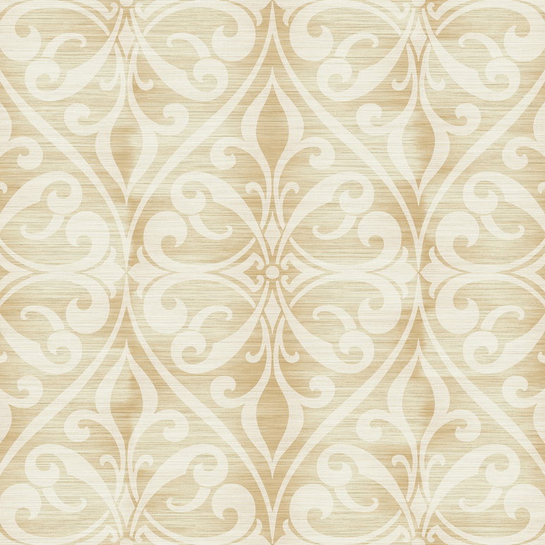 Seabrook Designs Chambon Ogee Pumpkin &amp; Off-White Wallpaper