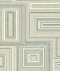 Seabrook Designs Attersee Squares Turquoise & Tan Wallpaper