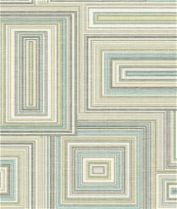 Seabrook Designs Attersee Squares Turquoise & Tan Wallpaper