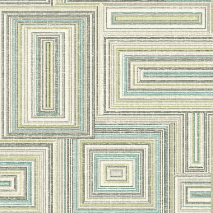 Seabrook Designs Attersee Squares Turquoise &amp; Tan Wallpaper image 1 of 2