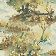 Seabrook Designs Attersee Carmel & Turquoise Wallpaper