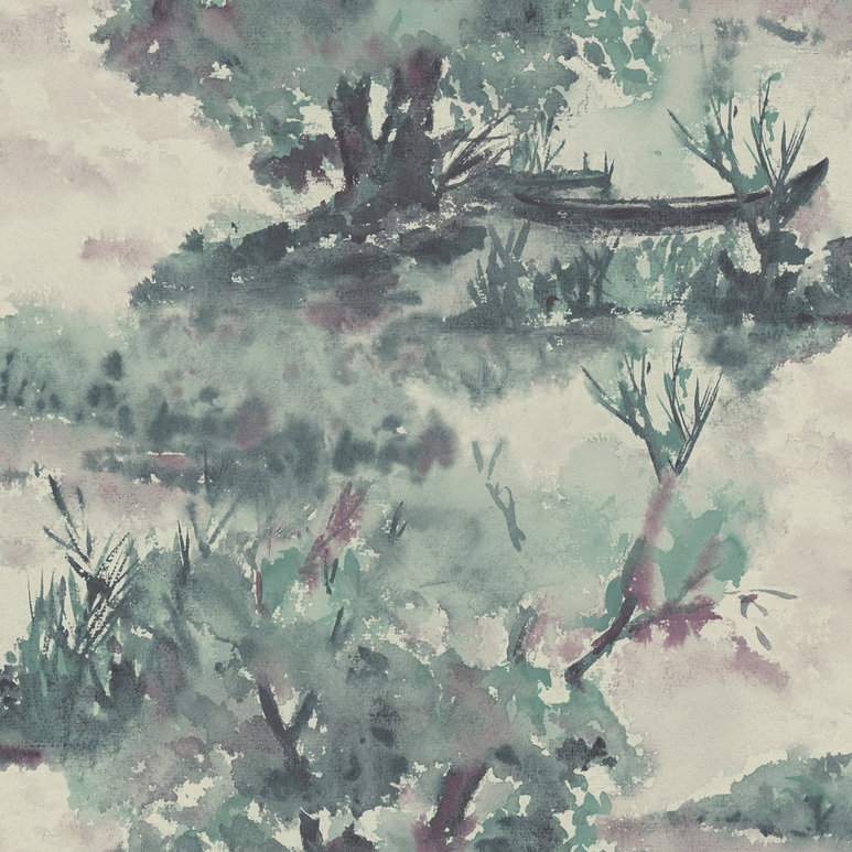 Seabrook Designs Attersee Spruce &amp; Wine Wallpaper