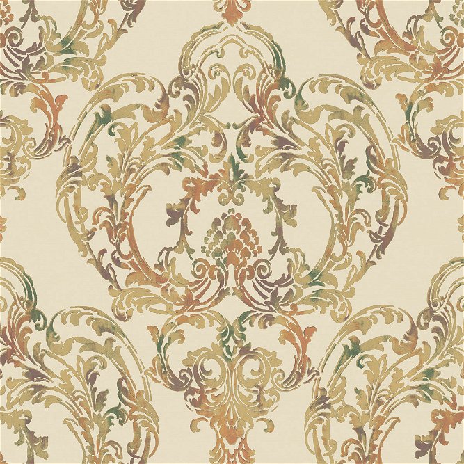 Seabrook Designs Roxen Damask Amber &amp; Gold Wallpaper